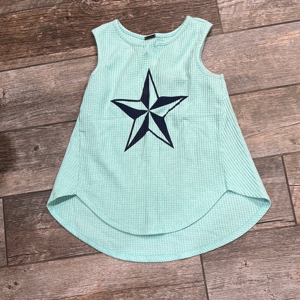 Mint Green Sleeveless Top with Star Design​